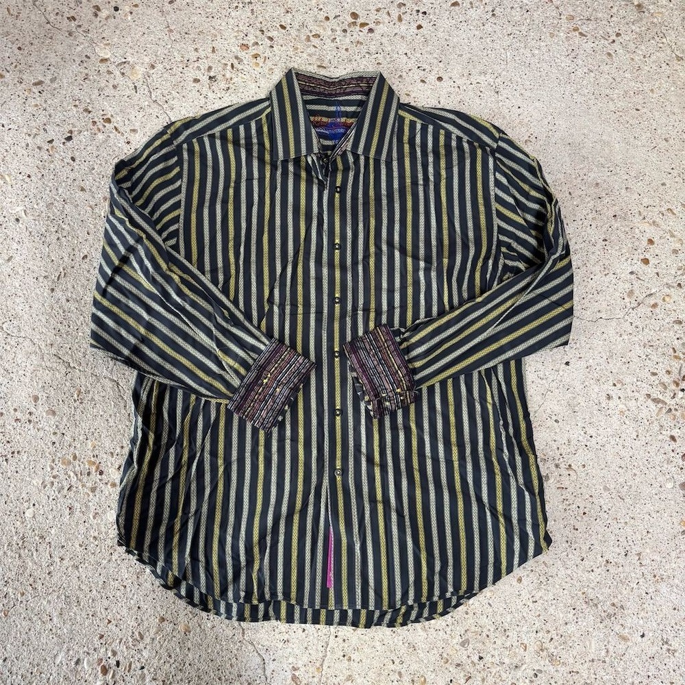 Robert Graham Men's 2XL Striped Button-Up Shirt Multicolor Long Sleeve